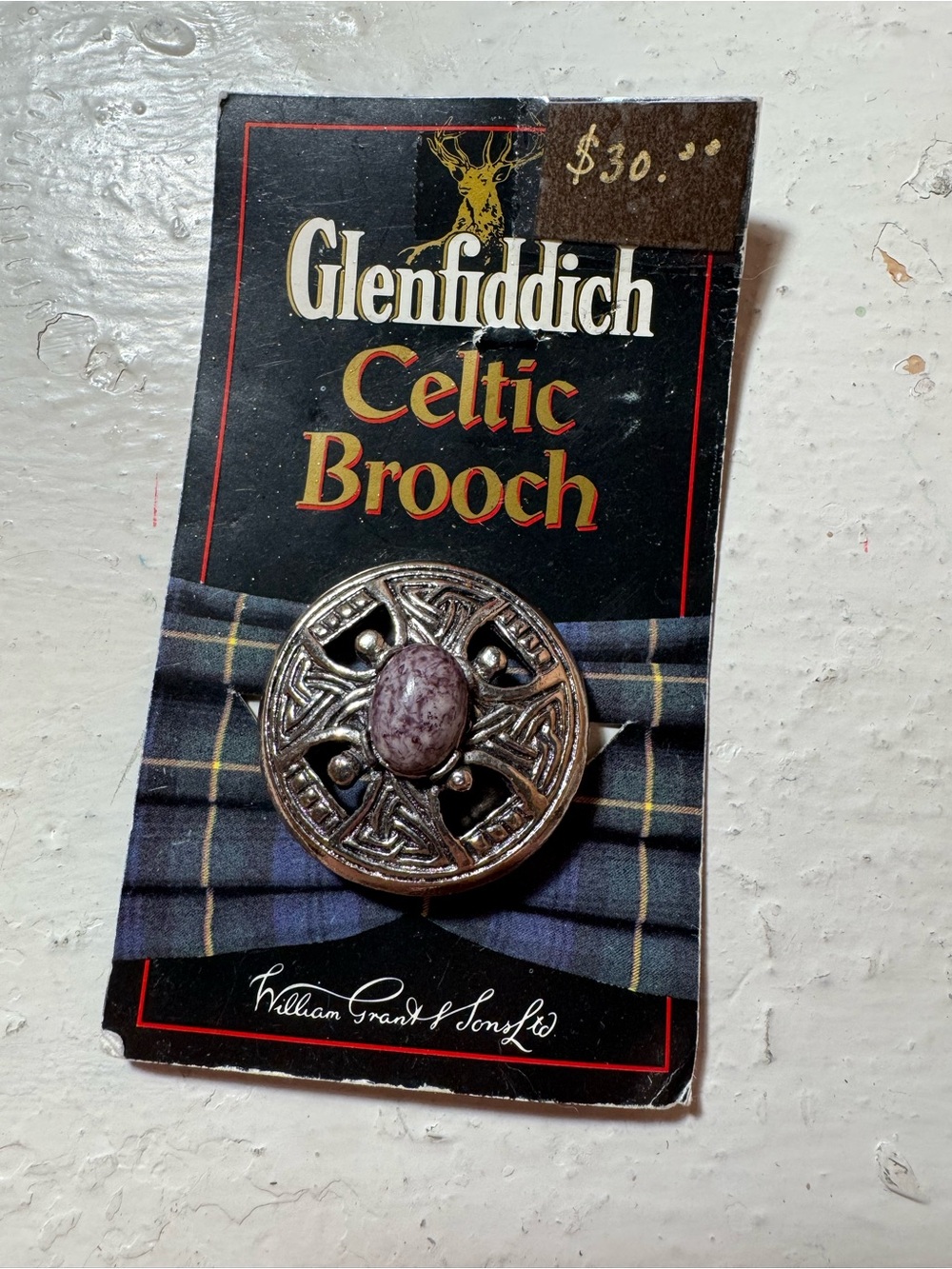 Glenfiddich Celtic Brooch - Silver Tone with Purple Stone